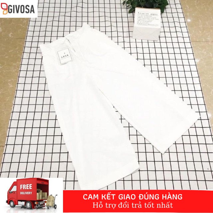 Quần lửng ống rộng culottes Goness chất vải đũi xước cao cấp thoáng mát diện hè cho nữ