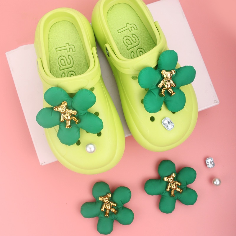 Bộ Phụ Kiện Trang Trí Giày Crocs Đính Ngọc Trai/Hoa Đáng Yêu DIY Cho Bé Gái