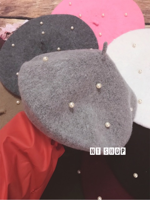 Mũ nồi dạ đính ngọc trai