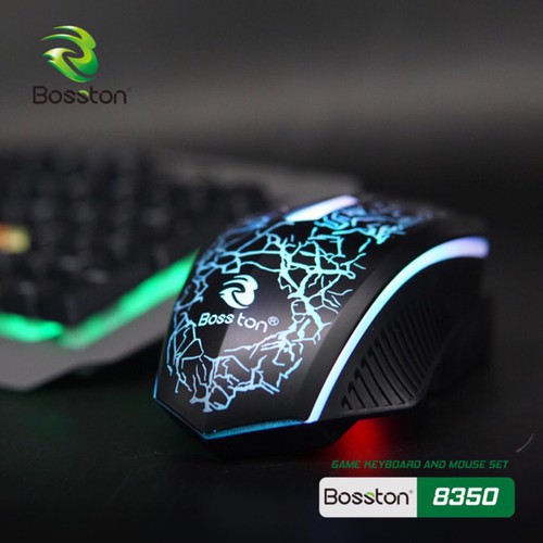 Bộ bàn phím và chuột chơi game già cơ Bosston 8350 led cao cấp, Nút bấm êm tay, Chống nước tốt