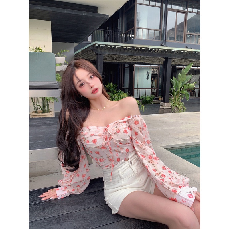 Áo Trễ Vai In Hoa Xinh XắN Cho Nữ