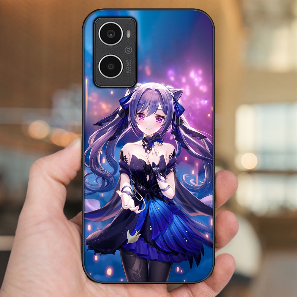 Ốp lưng Oppo A96 4G viền đen in hình Keqing Genshin Impact