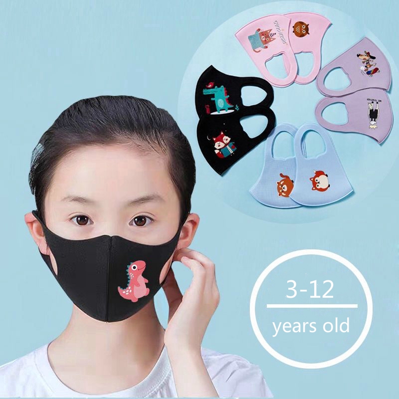 Khẩu trang vải cotton họa tiết hoạt hình 3d có thể giặt sạch cho trẻ em