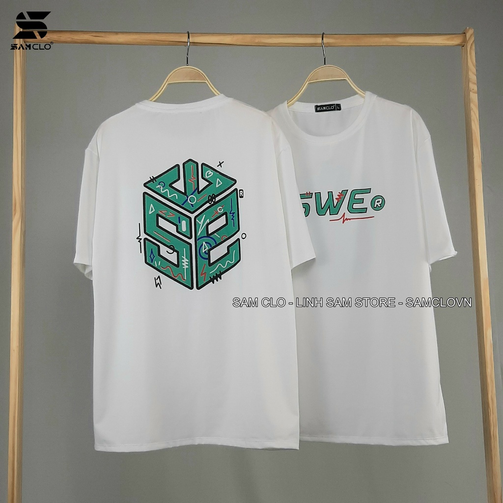 Áo thun tay lỡ nam nữ SAM CLO phông form rộng dáng Unisex - Ulzzang mặc cặp, nhóm, lớp in hình LOGO CHỮ SWE