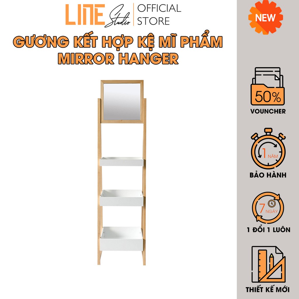 Gương kết hợp Kệ để Mỹ Phẩm Mirror Hanger Gương Đứng Soi Trang Điểm Gỗ thông Line Studio Nội Thất Phòng Ngủ Lắp Ráp G