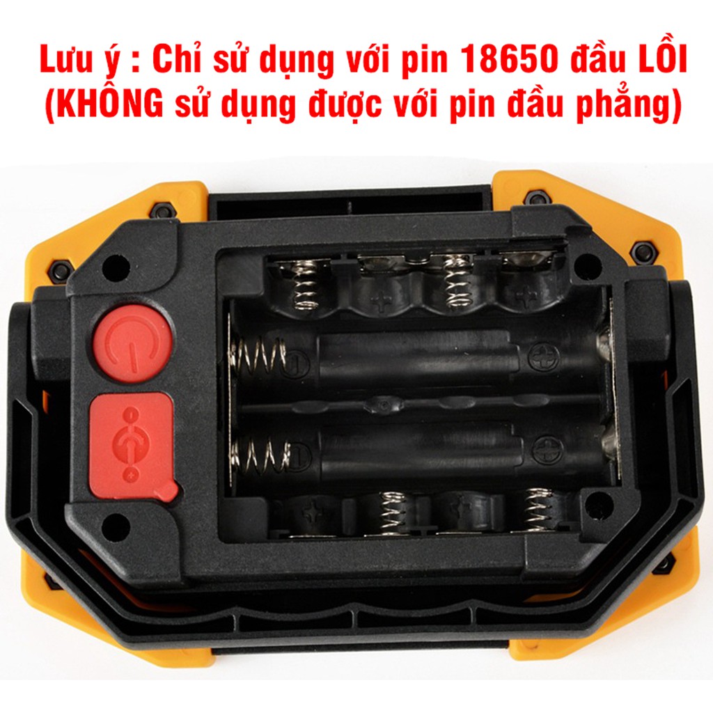 Đèn Pin 2 LED COB, Có Cổng Sạc Điện Thoại, Sử Dụng Pin 18650/AA