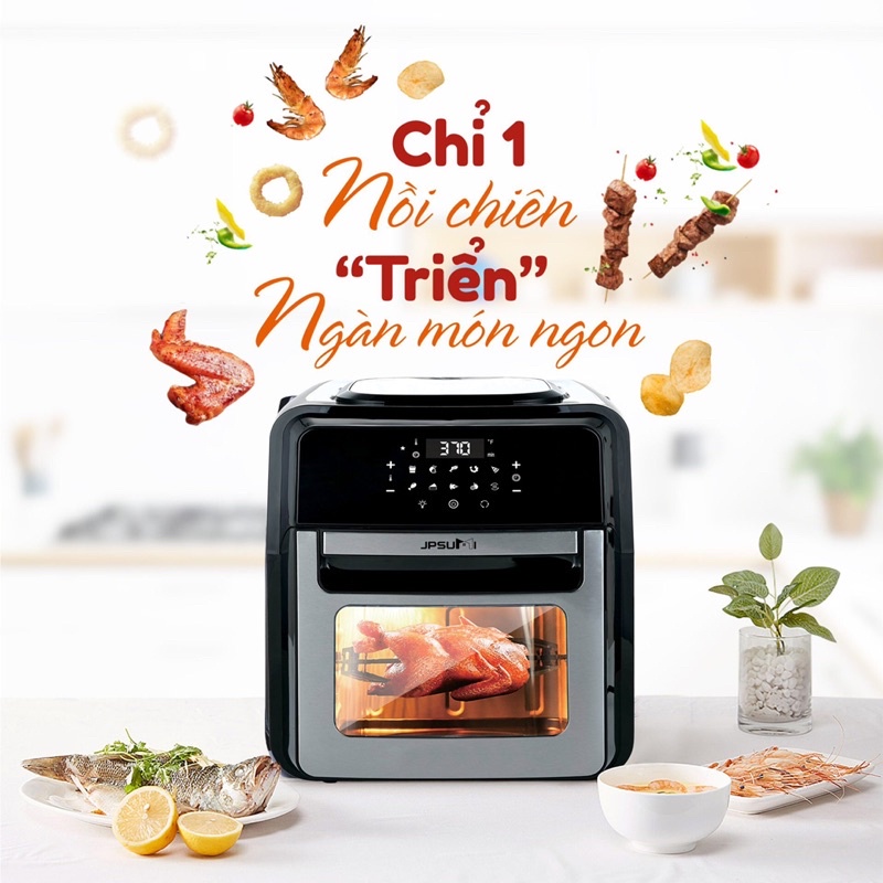 Nồi chiên không dầu điện tử 12L RAPIDO RAF-12D - Hàng chính hãng