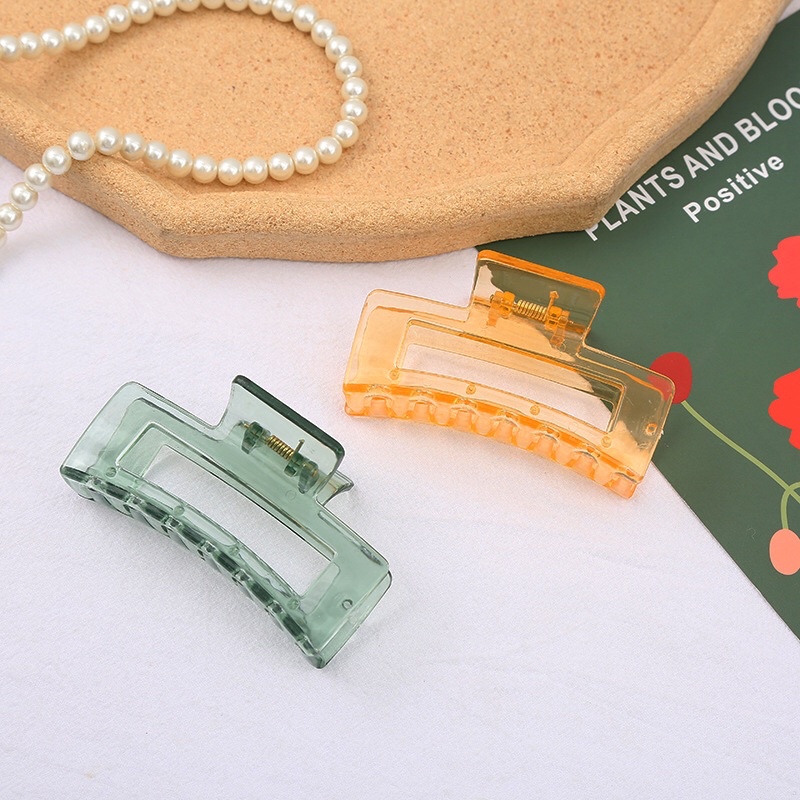 [Sẵn Hàng] Kẹp Tóc Càng Cua Nữ Nhựa Trong Hình Chữ Nhật Phong Cách Nhật Hàn Đơn Giản Thanh Lịch Sang Trọng Mainia Shop
