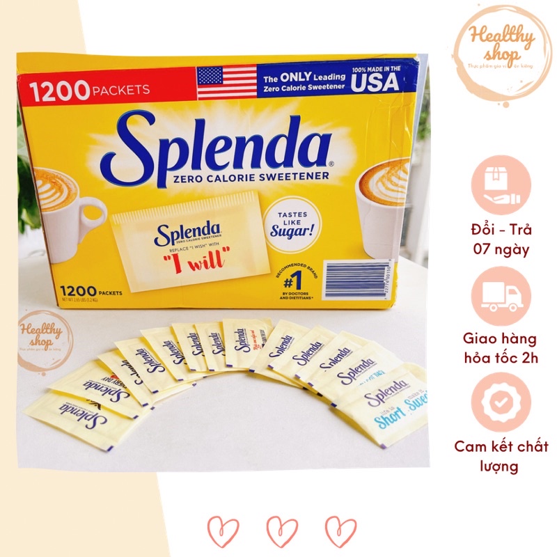 Đường ăn kiêng Splenda (nấu ăn, làm bánh keto, das) gói 1g