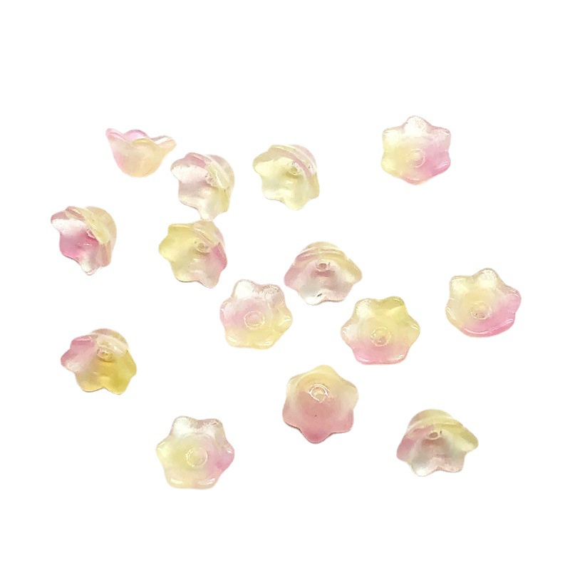 (5 cái)Nụ hoa linh lan thủy tinh 6*10mm, Nguyên liệu làm trang sức cổ trang, Nguyên liệu diy