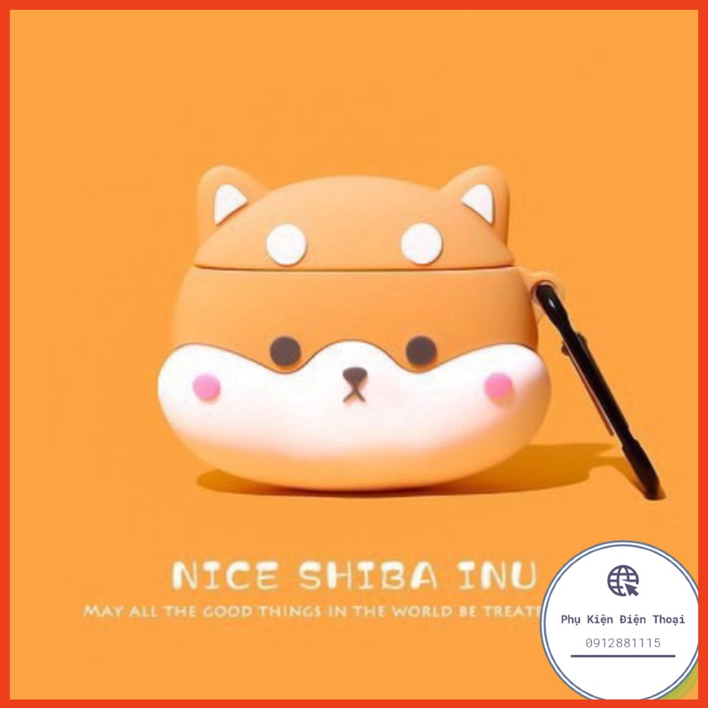 ☘️Tặng kèm móc treo☘️ Case bao Airpod 1 2 Chó Nice Shiba Inu - Vỏ bọc Cover đựng tai nghe không dây Airpods i11, i12..