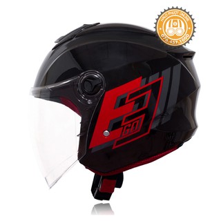 Mũ bảo hiểm 3/4 EGO E3 Đen tem V7 đỏ (chính hãng)