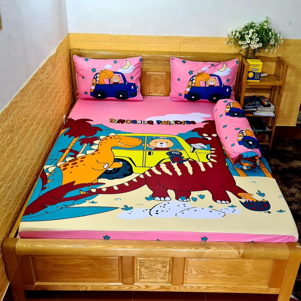 bộ drap thun Ý 5D 1m8*2m, ảnh thật được chọn mẫu, loại 1 áo ôm may bít đầu khóa kéo xịn