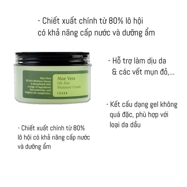 Kem dưỡng ẩm Cosrx Aloe Vera Oil - Free Moisture Cream