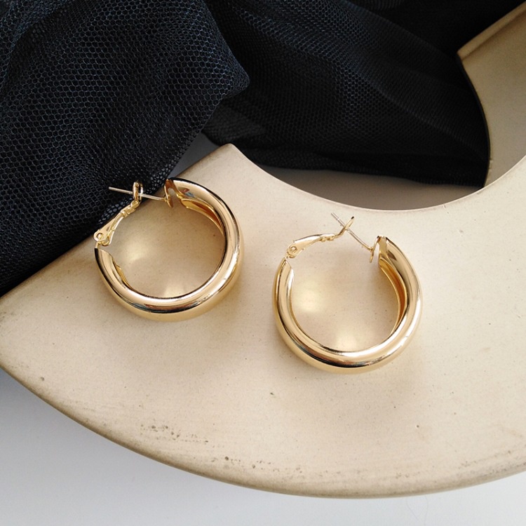 Bông tai tròn mạ vàng cá tính dành cho nữ ANNIE - D27