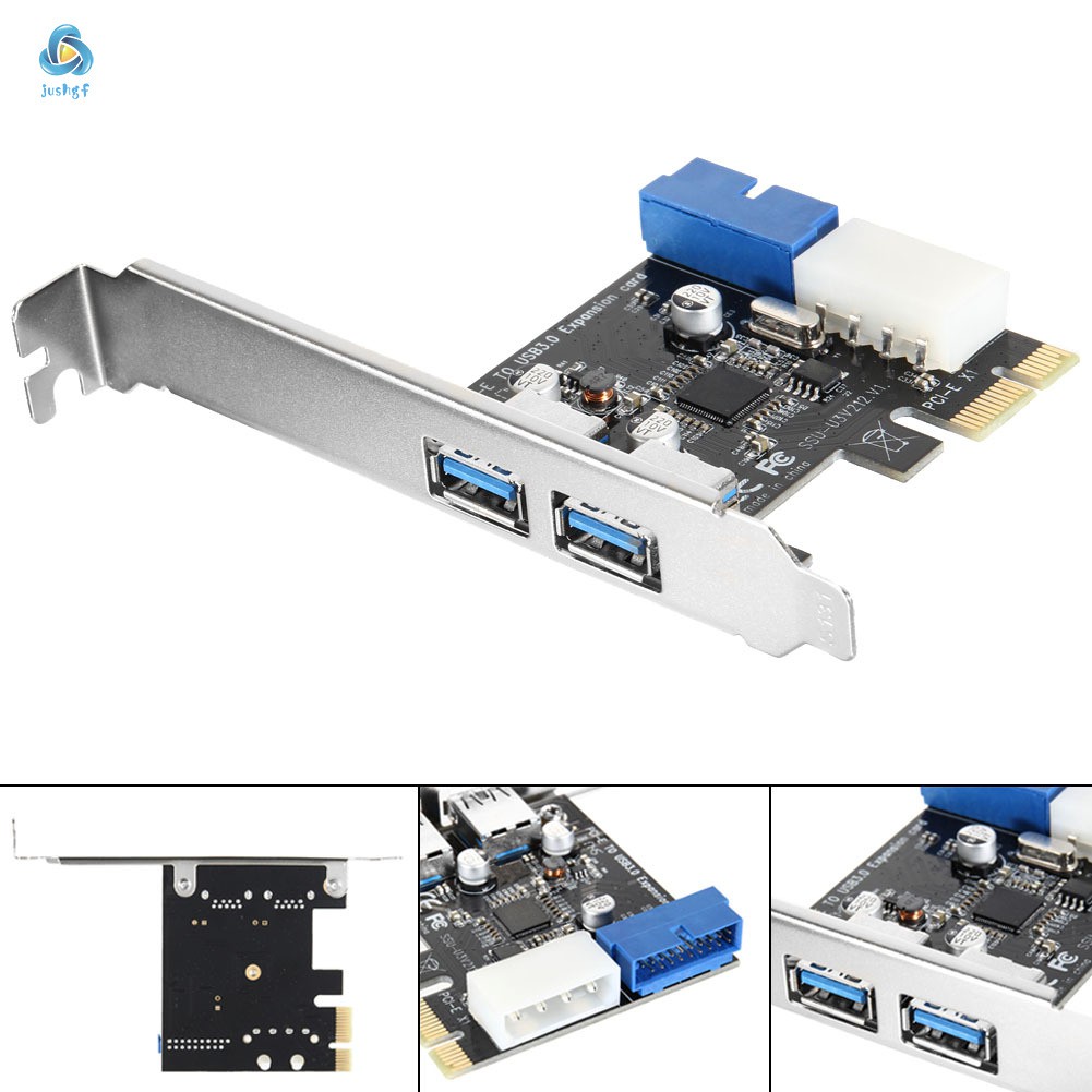 2 Ports 5Gbps PCI-E to USB 3.0 Expansion Card Adapter for Win XP / 7/8/10 AC328
