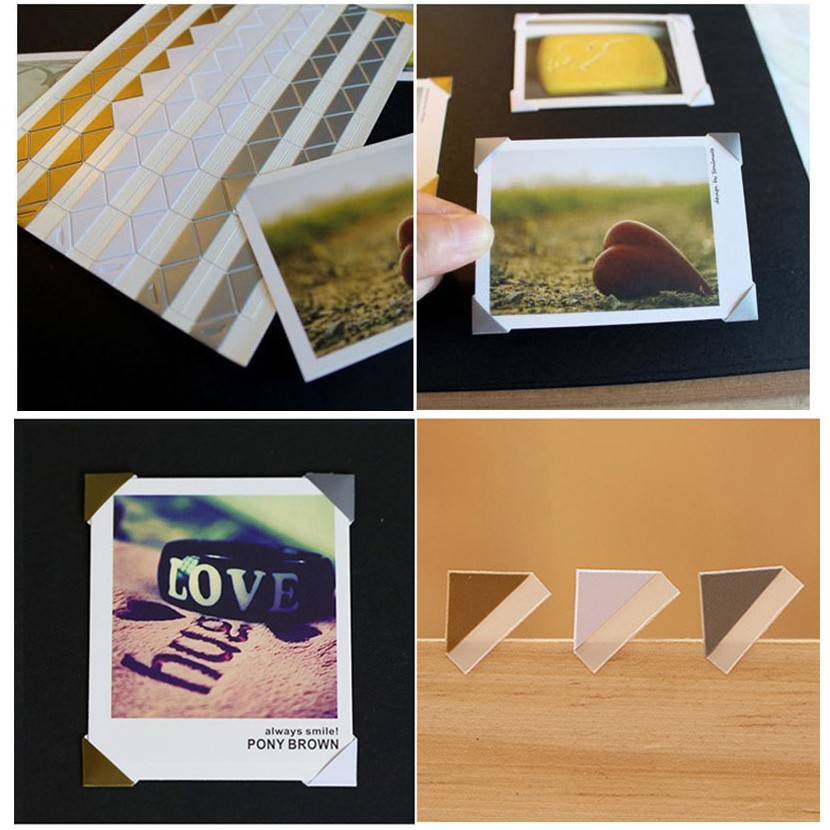 Sticker góc ảnh Gold, White, Silver trang trí Scrapbook/album ảnh
