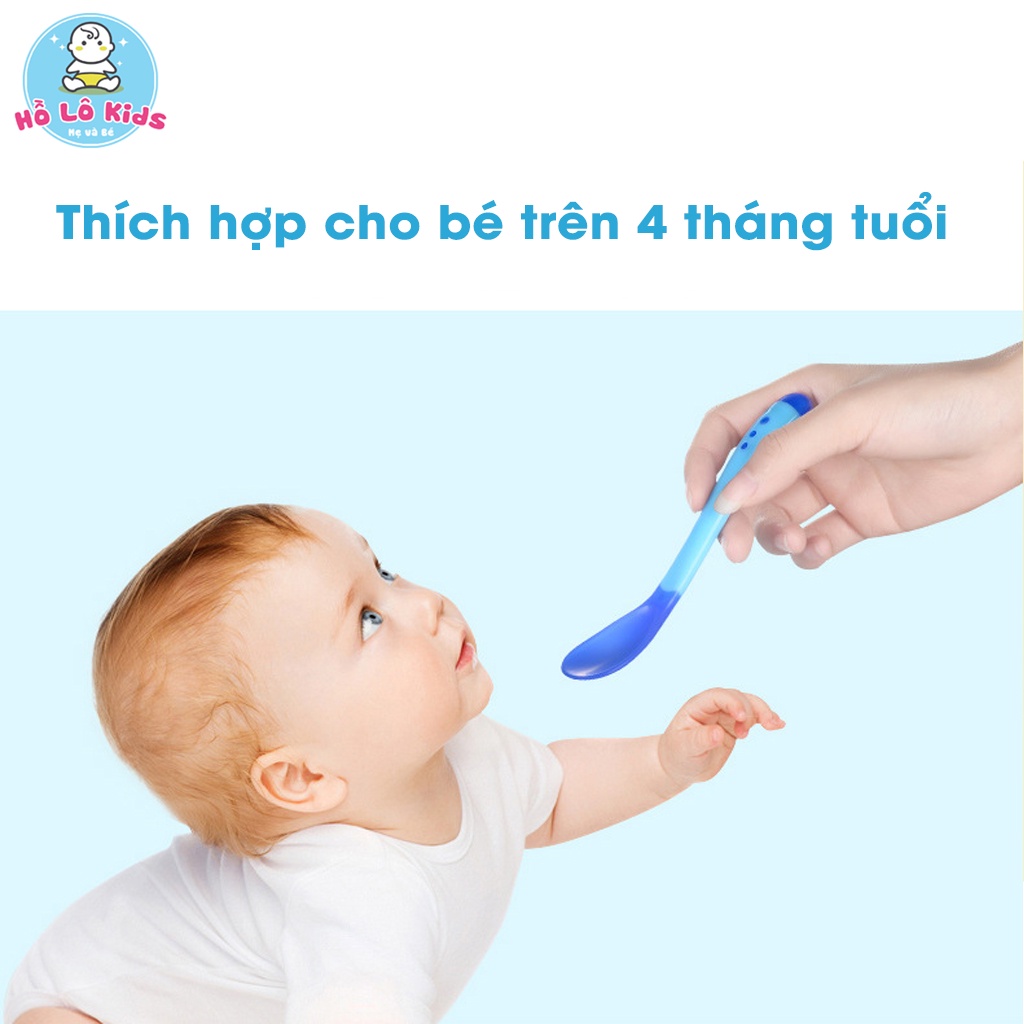 Thìa báo nóng silicon thìa ăn dặm cho bé cảm ứng nhiệt Hồ Lô Kids