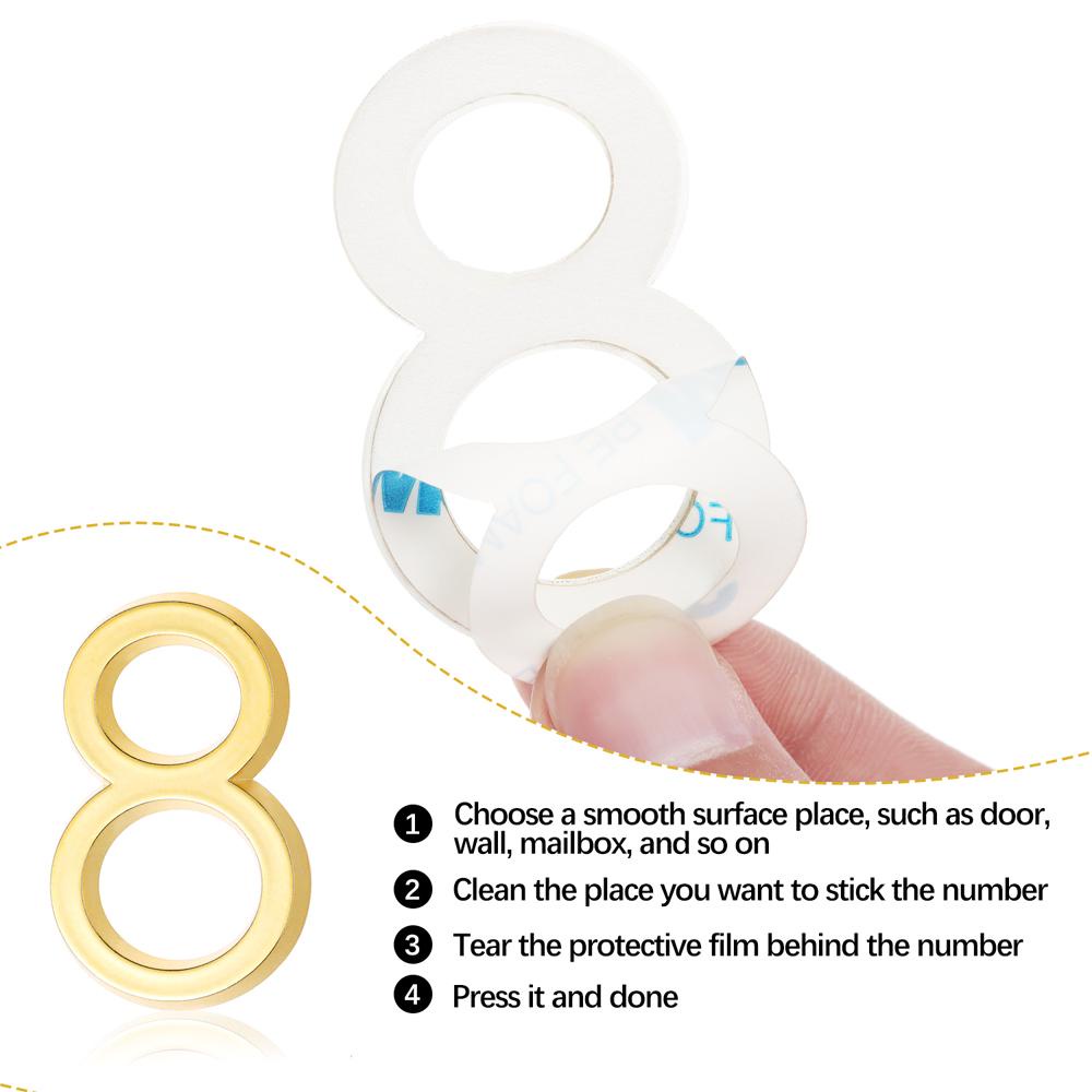 LONTIME Đề Can Số 3D Màu Vàng / Bạc 2 Inch Dán Trang Trí Văn Phòng