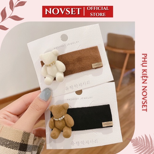 Kẹp Tóc Mái NOVSET Họa Tiết Hình chú Gấu Sang Chảnh Thời Thượng KM01 [ MÃ B806 ]