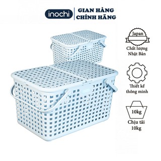 Giỏ Đựng Quần Áo Đồ Đi Sinh, Sọt Đựng Quần Áo Bằng Nhựa Cao Cấp Quai Giữa Có Nắp Đậy NACHI INOCHI Nhật Bản