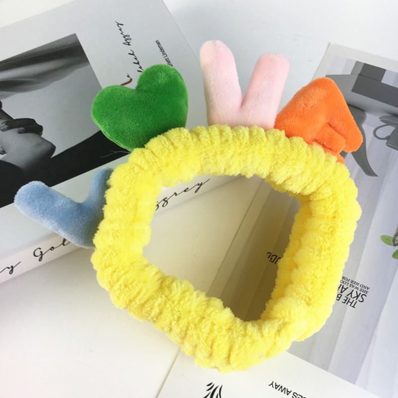 Băng Đô Cài Tóc Co Giãn Đính Chữ Love 3D Nhồi Bông Dễ Thương Dành Cho Nữ Rửa Mặt / Rửa