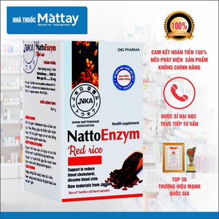 NattoEnzym Red Rice - DHG Pharma - Chai 60 Viên - Hỗ Trợ Giảm Cholesterol Máu, Làm Tan Cục Máu Đông ❤️