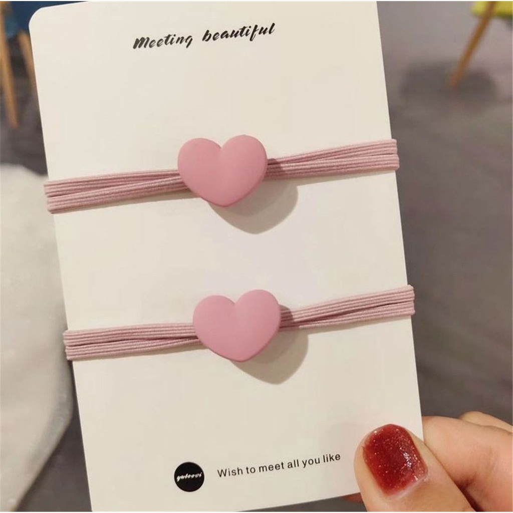 Dây Cột Tóc Co Giãn Hình Trái Tim Xinh Xắn Nhiều Màu Sắc Cho Nữ