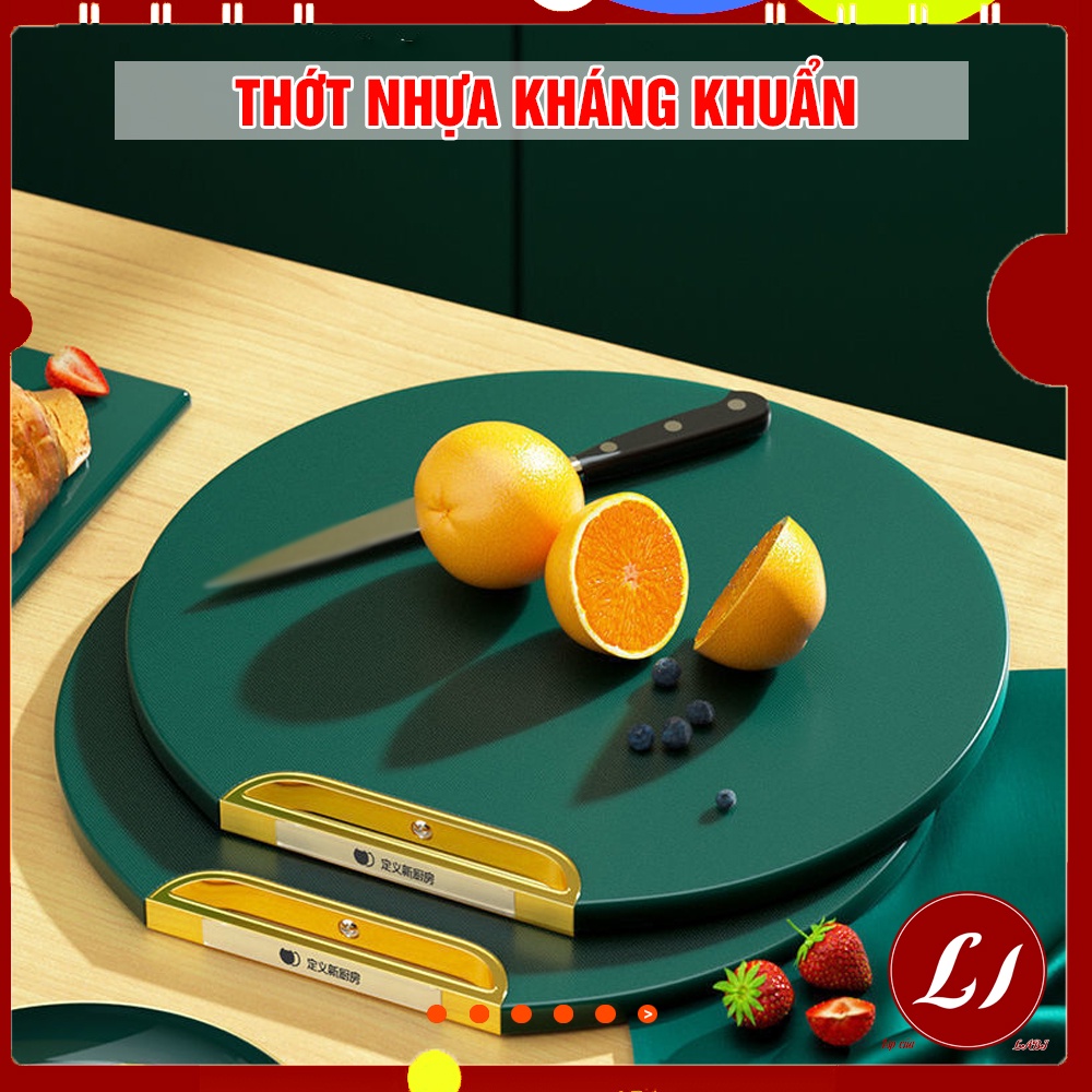 Set 2 Thớt nhựa XANH cứng kháng khuẩn Đài Loan bản to đế xoay