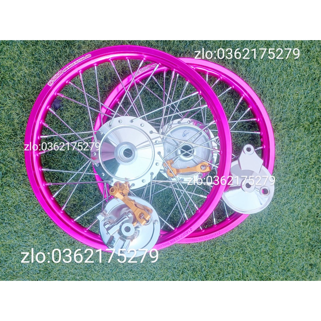 CẶP BÁNH CĂM WAVE ,DREAM NIỀN NHÔM HỒNG SOLUTE ,DALE,BAN ZAI ,SH THÁI .CĂM ĐÙM MẠ CROM LOẠI 1 KÈM 2 MÁ PHANH VÀ PÁT .