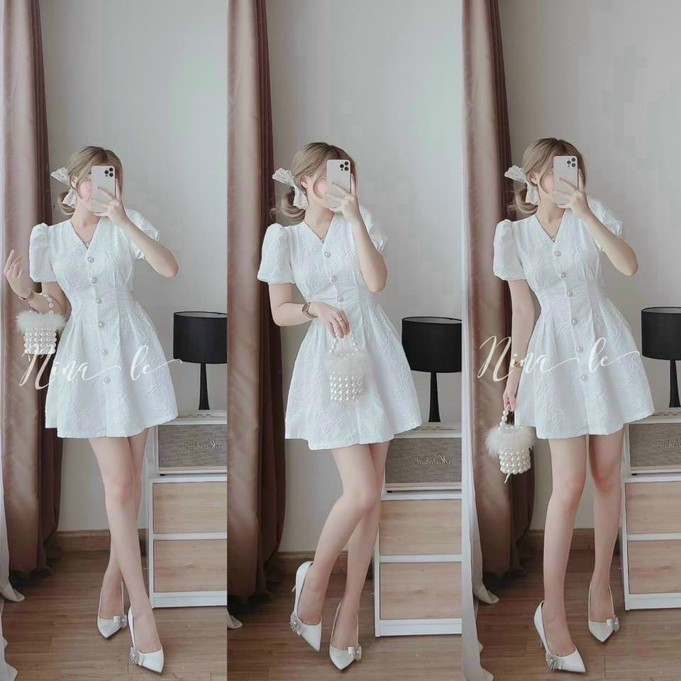ĐẦM ÔM DỰ TIỆC NHÚN NGỰC DỄ THƯƠNG.Váy xốp hoa Cao Cấp Thích hợp để chị e đi tiệc đám cưới,đi chơi du lịch