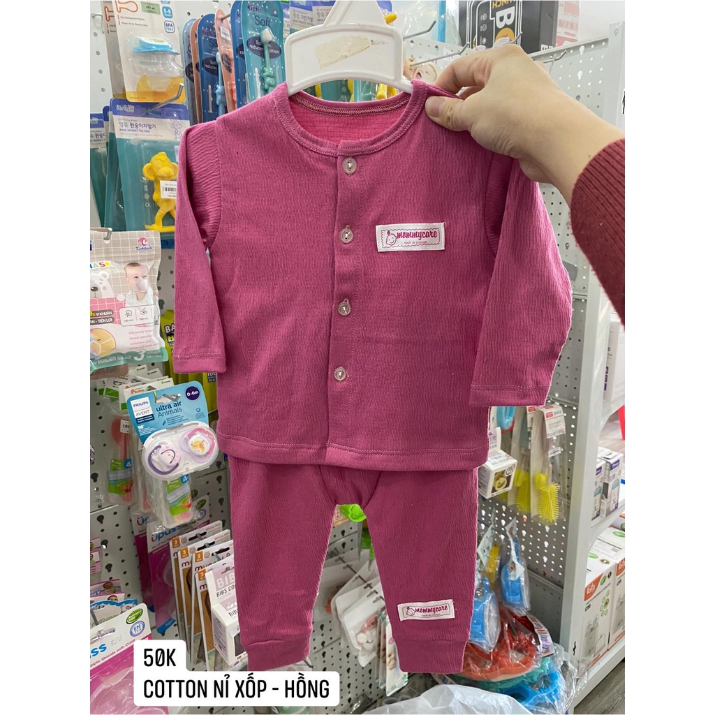 Bộ dài Mommycare cúc giữa cotton nỉ xốp cho bé