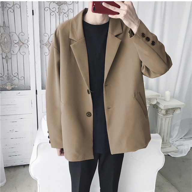 Áo khoác blazer Nam Form Rộng MrHero dài tay vest dáng dài unisex màu đen nâu phong cách Hàn Quốc BZ01 M.RO | BigBuy360 - bigbuy360.vn