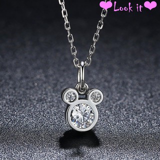 Dây Chuyền Mặt Hình Chuột Mickey Đính Đá Zircon Lấp Lánh