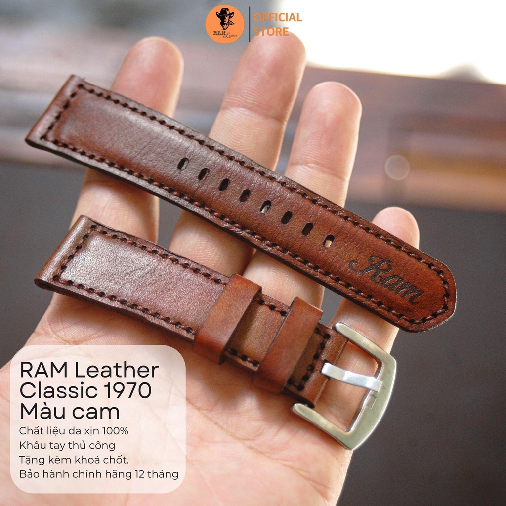 Dây Đồng Hồ Da Bò Màu Cam - RAM Classic 1970