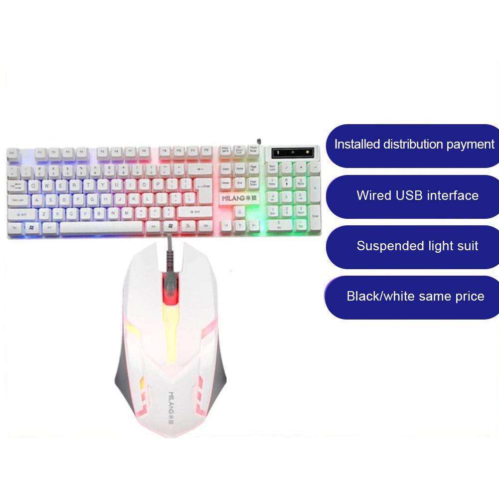 TZ Bộ bàn phím chơi game có dây USB có đèn nền LED Bộ chuột chơi game và Bộ bàn phím dành cho người chơi game