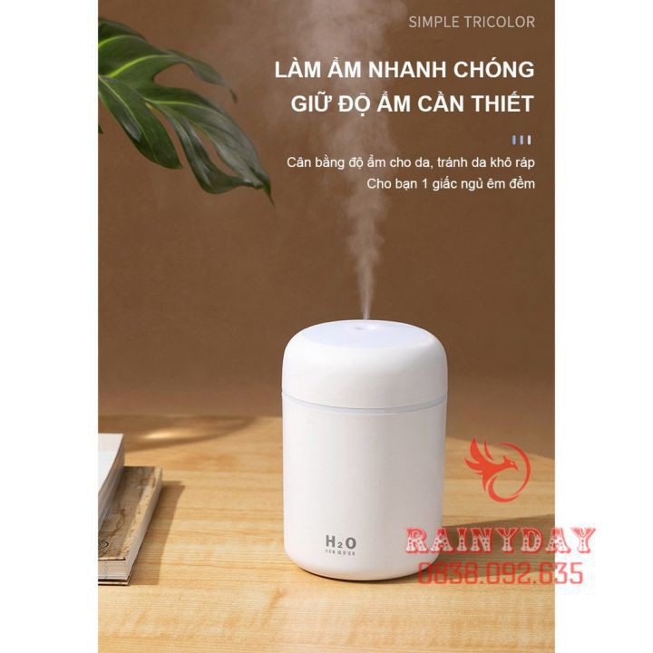 [Hàng Cao Câp] Máy phun sương tạo độ ẩm không khí mini Humidifier cho xe hơi ô tô để phòng usb có đèn led 300ml .