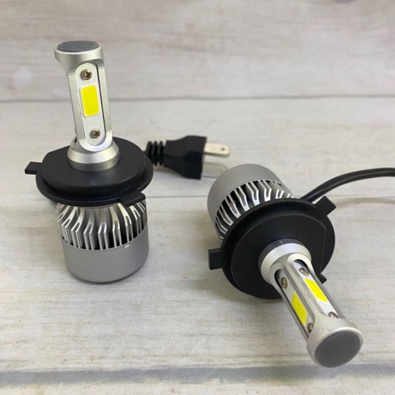 Đèn pha led bi cầu 2 màu chân h4 cho xe máy dùng điện bình 12v