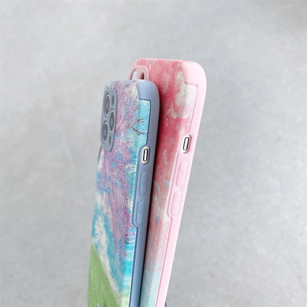 Simple Painting Ốp lưng iPhone 12 Pro Max Cover X XR Xs Max Sqaure Edge Cases