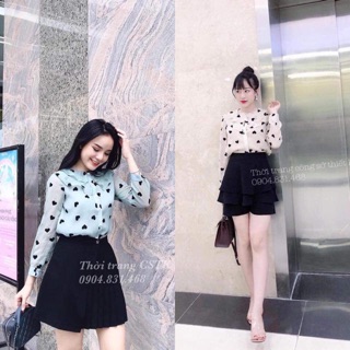 Bán sỉ áo sơ mi bèo tim tay bồng