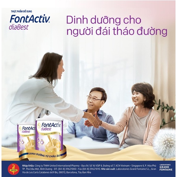 Sữa FontActiv Diabest (Tây Ban Nha) sữa bổ sung dinh dưỡng cho người tiểu đường, đái tháo đường, người lớn béo phì