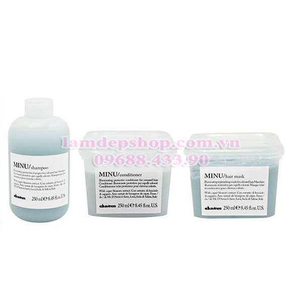 Bộ Gội Xả - Kem hấp tóc - Davines Minu - Bảo vệ và tạo bóng cho tóc nhuộm (1000ml)
