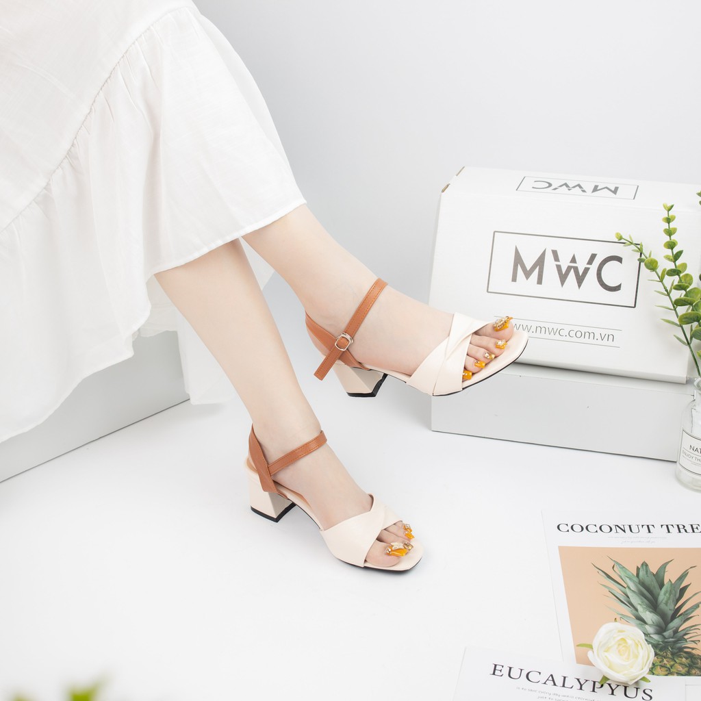 Giày Sandal Cao Gót MWC Đế Vuông 5CM Quai Chéo Thanh Lịch NUCG- 3921