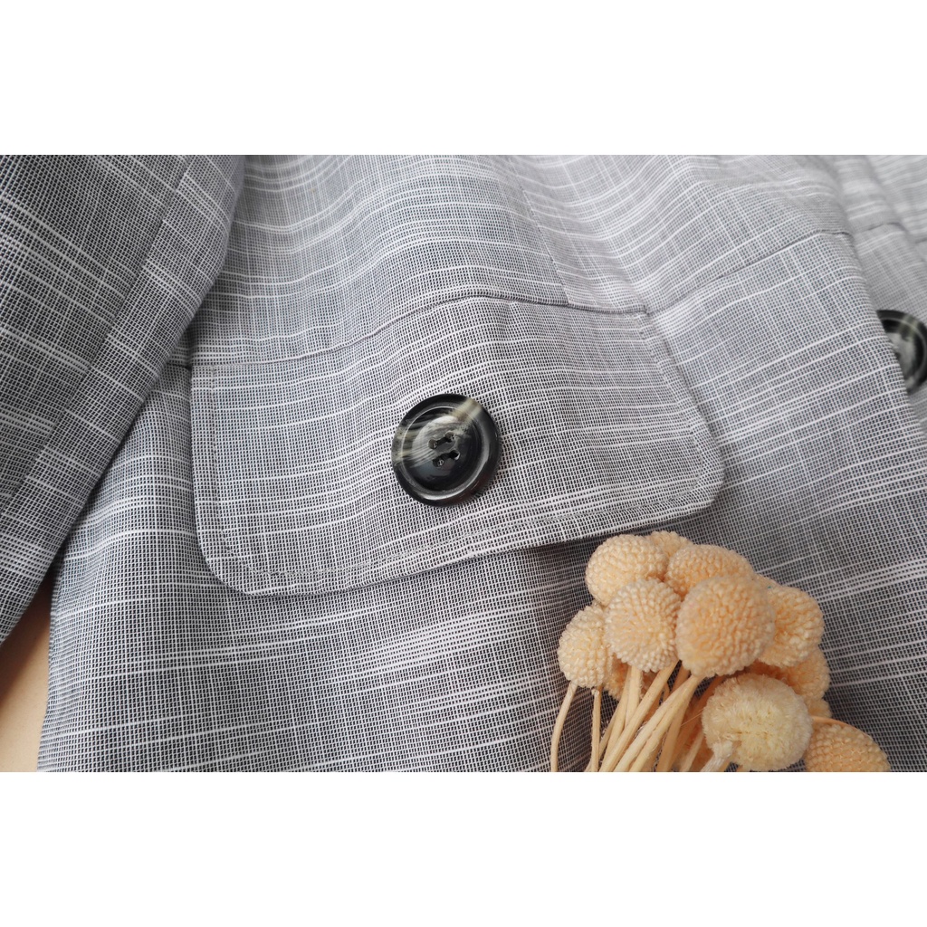Áo vest Linen tay dài KACHISA màu xám sượt trắng