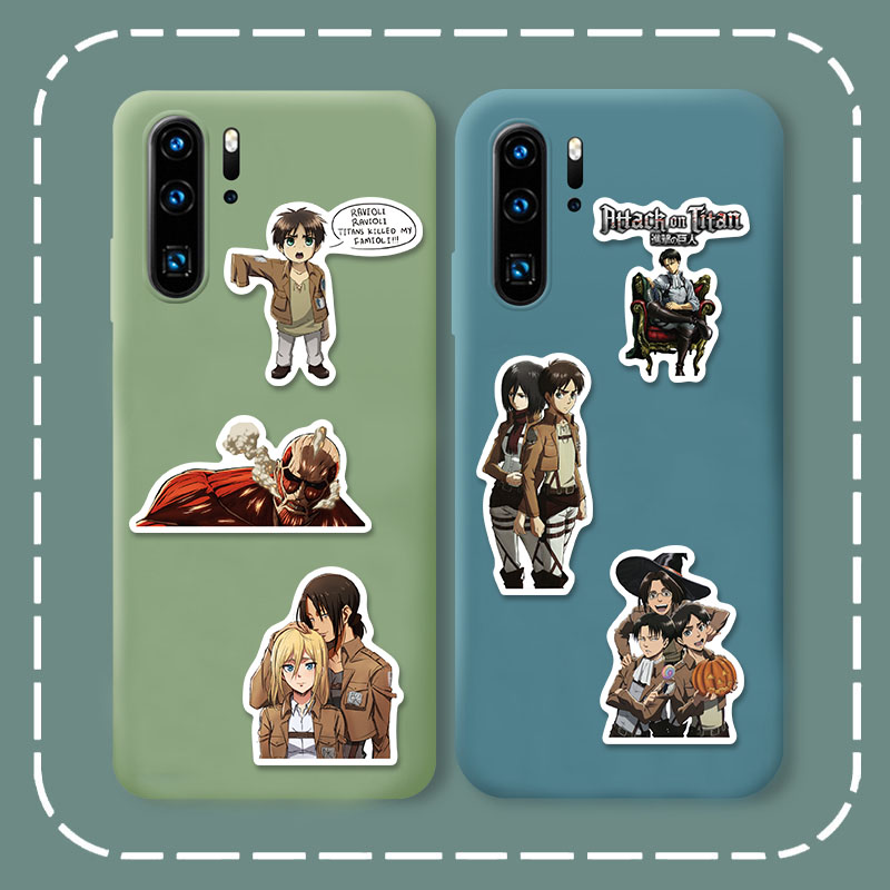 Set 100 Miếng Dán Pvc Chống Thấm Nước Hình Hoạt Hình Attack On Titan