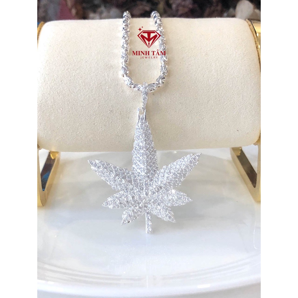 Mặt dây chuyền hình lá phong chất liệu bạc ta đính đá cho nam-Minh Tâm Jewelry