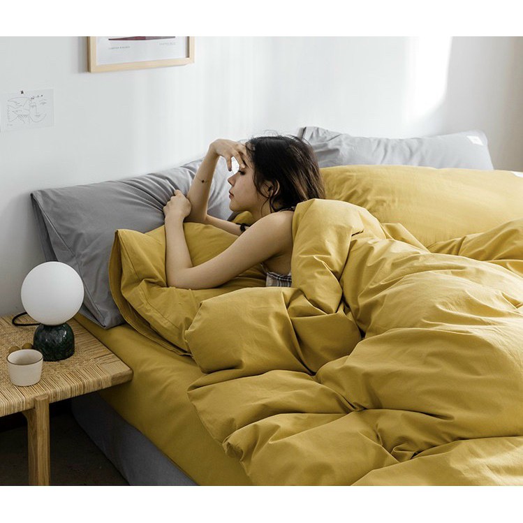 Bộ chăn ga gối cotton tici nhập khẩu phong cách hàn quốc, chất vải đẹp đủ kích thước