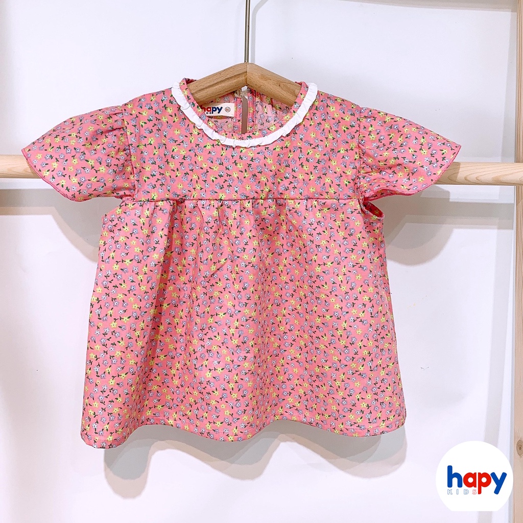 Bộ bé gái Hapykids vải hoa chất thô mát, cho bé gái từ 0-5 tuổi (B22.07)