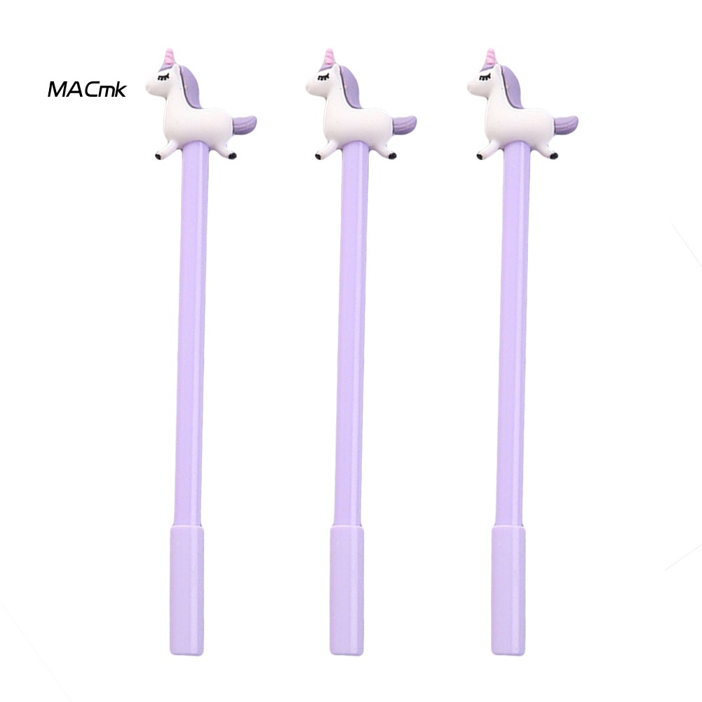 Set 3 Bút Mực 0.38mm Tạo Hình Ngựa Một Sừng Dễ Thương