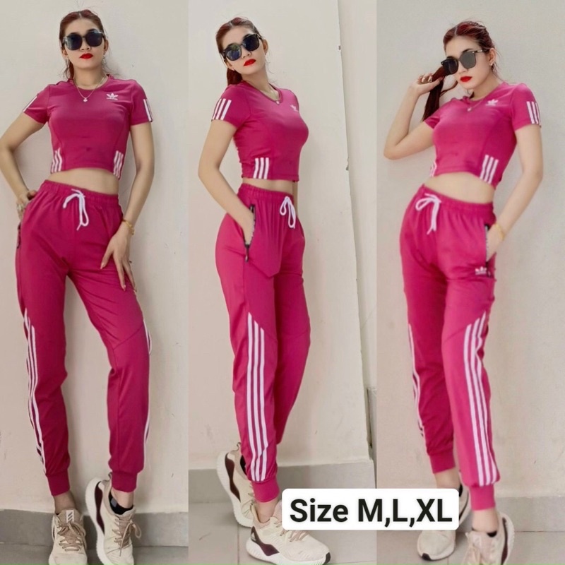 Bộ quần áo tập Gym nữ,áo croptop quần jogger tập nhảy zumba, aerobic,thể dục,chạy bộ,dã ngoại, picnic mẫu hot trend 2022